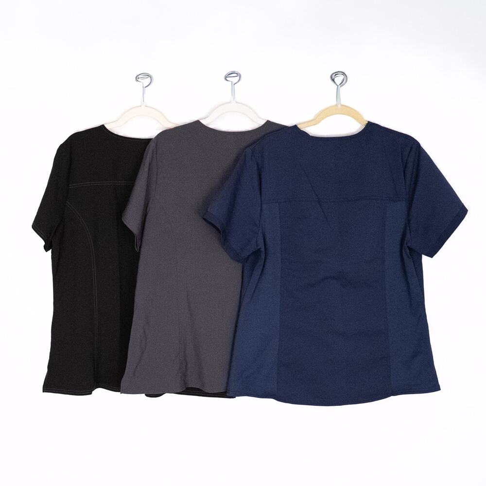 Dickies Women's Scrub Tops Shirts (Set of 3) XL Black Gray Blue Stretch Fabric - Picture 2 of 5